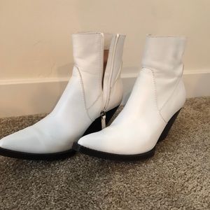 Zara White Western Booties